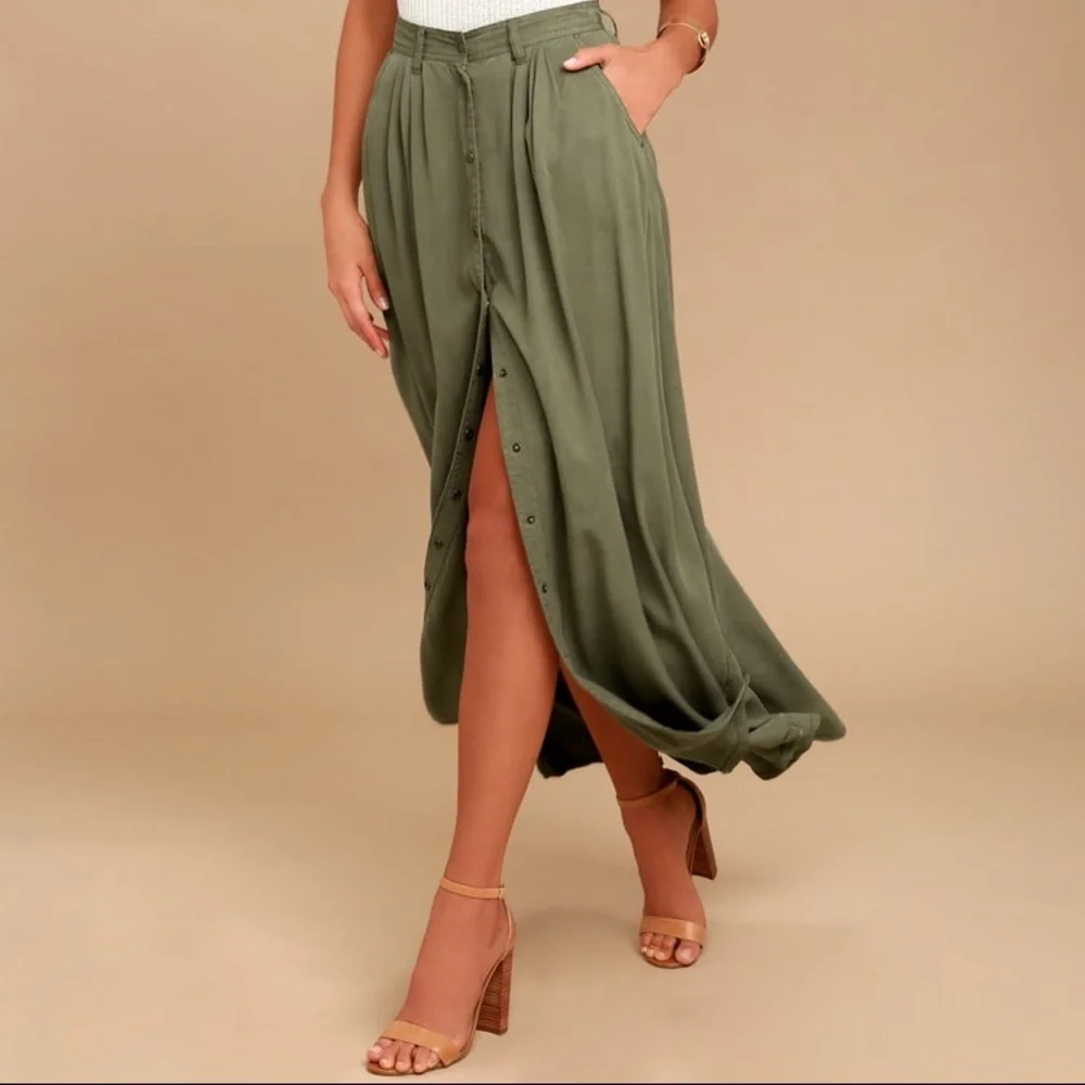 pistola Olive Green Maxi Skirt - Picture 2 of 3